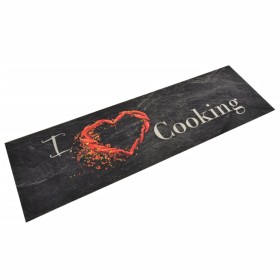 Alfombra de cocina lavable terciopelo Cooking negro 45x150 cm