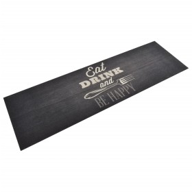 Alfombra de cocina lavable terciopelo negro 60x180 cm