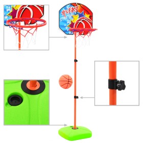 Canasta de baloncesto y balón para niños