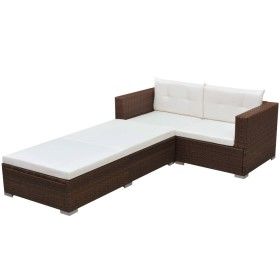 3-piece garden furniture set and brown synthetic rattan cushions by vidaXL, Garden sets - Ref: Foro24-42747, Price: 311,44 €,...