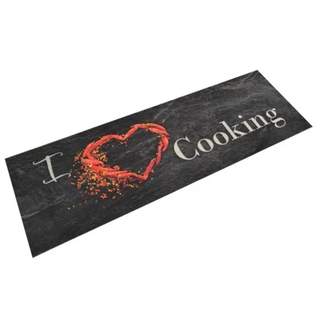 Waschbarer Küchenteppich aus Samt Cooking schwarz 60x180 cm von vidaXL, Fußmatten - Ref: Foro24-136550, Preis: 38,97 €, Rabat...