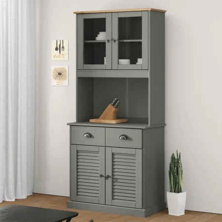 VIGO hohes Sideboard aus massivem grauem Kiefernholz 78x40x175 cm von vidaXL, Sideboards - Ref: Foro24-3188303, Preis: 330,87...