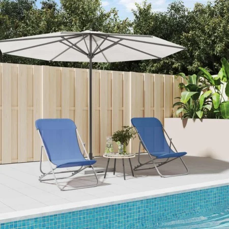 Folding beach chairs 2 pcs textilene blue coated steel by vidaXL, Loungers - Ref: Foro24-360187, Price: 61,09 €, Discount: %