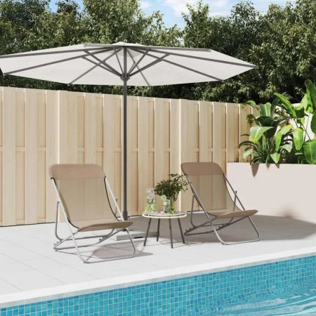 Folding beach chair 2 pcs textilene taupe coated steel by vidaXL, Loungers - Ref: Foro24-360193, Price: 66,08 €, Discount: %