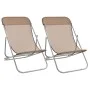 Folding beach chair 2 pcs textilene taupe coated steel by vidaXL, Loungers - Ref: Foro24-360193, Price: 66,08 €, Discount: %