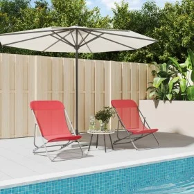 Folding beach chairs 2 pcs red textilene coated steel by vidaXL, Loungers - Ref: Foro24-360189, Price: 62,18 €, Discount: %