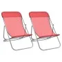 Folding beach chairs 2 pcs red textilene coated steel by vidaXL, Loungers - Ref: Foro24-360189, Price: 62,18 €, Discount: %