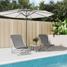 Folding beach chairs 2 pcs gray textilene coated steel by vidaXL, Loungers - Ref: Foro24-360190, Price: 62,05 €, Discount: %