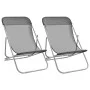 Sillas de playa plegables 2 uds acero recubierto textilene gris de vidaXL, Tumbonas - Ref: Foro24-360190, Precio: 66,16 €, De...