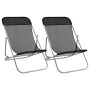 Silla de playa plegable 2 uds acero recubierto textilene negro de vidaXL, Tumbonas - Ref: Foro24-360188, Precio: 66,99 €, Des...