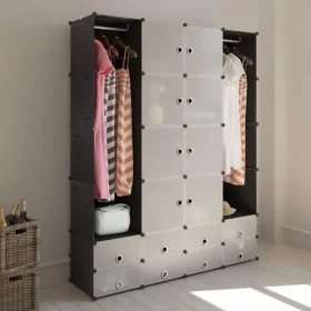 vidaXl Modular wardrobe 18 compartments black and white 37x146x180.5cm by vidaXL, Wardrobes - Ref: Foro24-240501, Price: 90,2...