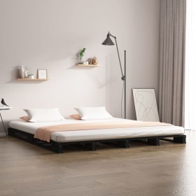 Solid black pine wood pallet bed 120x190 cm by vidaXL, Beds and slatted bases - Ref: Foro24-821431, Price: 118,94 €, Discount: %