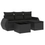 Set de muebles de jardín 5 pzas y cojines ratán sintético negro