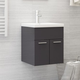 Glossy gray plywood sink cabinet 41x38.5x46 cm by vidaXL, Bathroom furniture - Ref: Foro24-804646, Price: 37,13 €, Discount: %