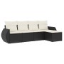 Set de muebles de jardín 5 pzas y cojines ratán sintético negro