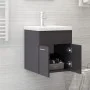 Armario para lavabo contrachapada gris brillo 41x38,5x46 cm de vidaXL, Muebles de baño - Ref: Foro24-804646, Precio: 36,63 €,...