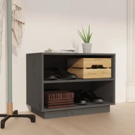 Solid pine wood shoe cabinet in gray, 60x34x45 cm by vidaXL, Shoe racks and shoe organizers - Ref: Foro24-813547, Price: 32,8...
