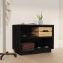 Solid black pine wood shoe cabinet 60x34x45 cm by vidaXL, Shoe racks and shoe organizers - Ref: Foro24-813549, Price: 32,80 €...
