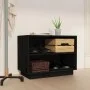 Solid black pine wood shoe cabinet 60x34x45 cm by vidaXL, Shoe racks and shoe organizers - Ref: Foro24-813549, Price: 32,80 €...