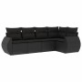 Set de muebles de jardín 5 pzas y cojines ratán sintético negro