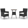 Mesita y sillas jardín 3 pzas y cojines ratán sintético negro von vidaXL, Gartensets - Ref: Foro24-3187432, Preis: 174,46 €, ...