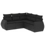 Set de muebles de jardín 5 pzas y cojines ratán sintético negro