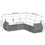 Set de muebles de jardín 5 pzas y cojines ratán sintético negro