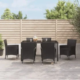 7-piece garden dining set with black synthetic rattan cushions by vidaXL, Garden sets - Ref: Foro24-3187327, Price: 495,76 €,...