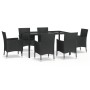 7-teiliges Garten-Esszimmerset und Kissen synthetisches Rattan schwarz von vidaXL, Gartensets - Ref: Foro24-3187327, Preis: 5...