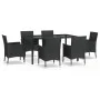 Set de comedor de jardín 7 pzas y cojines ratán sintético negro de vidaXL, Conjuntos de jardín - Ref: Foro24-3187327, Precio:...