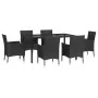 Set de comedor de jardín 7 pzas y cojines ratán sintético negro de vidaXL, Conjuntos de jardín - Ref: Foro24-3187327, Precio:...