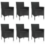 7-teiliges Garten-Esszimmerset und Kissen synthetisches Rattan schwarz von vidaXL, Gartensets - Ref: Foro24-3187327, Preis: 5...