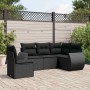 Set de muebles de jardín 5 pzas y cojines ratán sintético negro