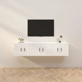 Wand-TV-Möbel 3 Stück glänzend weiß 57x34,5x40 cm von vidaXL, TV-Möbel - Ref: Foro24-3188344, Preis: 116,29 €, Rabatt: %