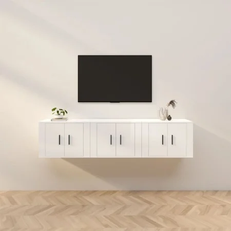 Wall TV furniture 3 pcs glossy white 57x34.5x40 cm by vidaXL, TV Furniture - Ref: Foro24-3188344, Price: 116,29 €, Discount: %