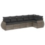 Set de muebles de jardín 6 pzas y cojines ratán sintético gris
