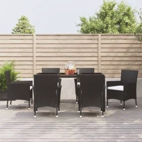 7-piece garden dining set with black synthetic rattan cushions by vidaXL, Garden sets - Ref: Foro24-3187319, Price: 449,61 €,...