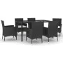 7-piece garden dining set with black synthetic rattan cushions by vidaXL, Garden sets - Ref: Foro24-3187319, Price: 449,61 €,...