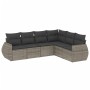 Set de muebles de jardín 6 pzas y cojines ratán sintético gris
