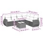 Set de comedor de jardín 7 pzas y cojines ratán sintético negro