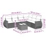 Set de comedor de jardín 7 pzas y cojines ratán sintético negro
