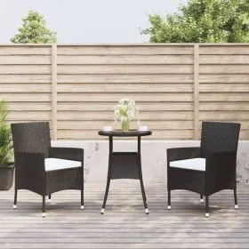 Garden table and 3-piece chair set with black synthetic rattan cushions. by vidaXL, Garden sets - Ref: Foro24-3187414, Price:...