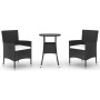 3 Stück Gartentisch und Stühle und Kissen synthetisches Rattan schwarz von vidaXL, Gartensets - Ref: Foro24-3187414, Preis: 1...