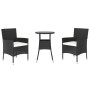 3 Stück Gartentisch und Stühle und Kissen synthetisches Rattan schwarz von vidaXL, Gartensets - Ref: Foro24-3187414, Preis: 1...