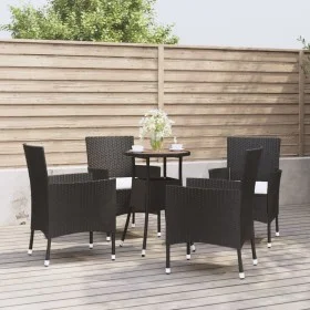 Garden table and chairs 5 pieces and black synthetic rattan cushions by vidaXL, Garden sets - Ref: Foro24-3187433, Price: 282...