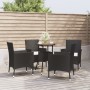 Garden table and chairs 5 pieces and black synthetic rattan cushions by vidaXL, Garden sets - Ref: Foro24-3187433, Price: 285...