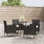 Garden table and chairs 5 pieces and black synthetic rattan cushions by vidaXL, Garden sets - Ref: Foro24-3187433, Price: 282...