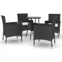 Garden table and chairs 5 pieces and black synthetic rattan cushions by vidaXL, Garden sets - Ref: Foro24-3187433, Price: 282...
