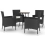 Gartentisch und Stühle 5 Stück und schwarze synthetische Rattankissen von vidaXL, Gartensets - Ref: Foro24-3187433, Preis: 30...