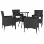 Garden table and chairs 5 pieces and black synthetic rattan cushions by vidaXL, Garden sets - Ref: Foro24-3187433, Price: 285...